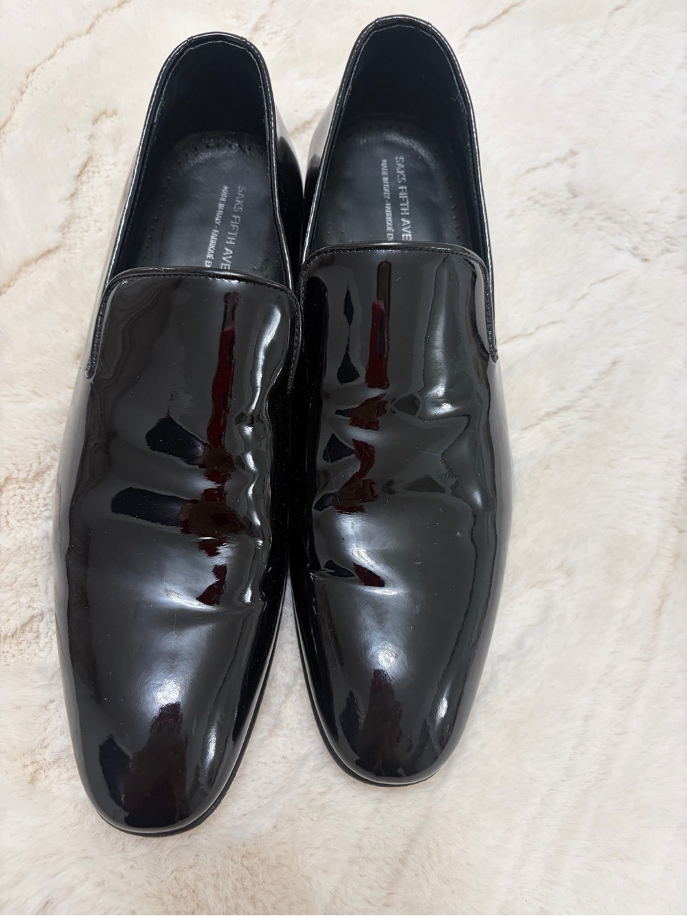 CUCIO Made in Italy 
 Men's Black Patent Slip-On Loafers